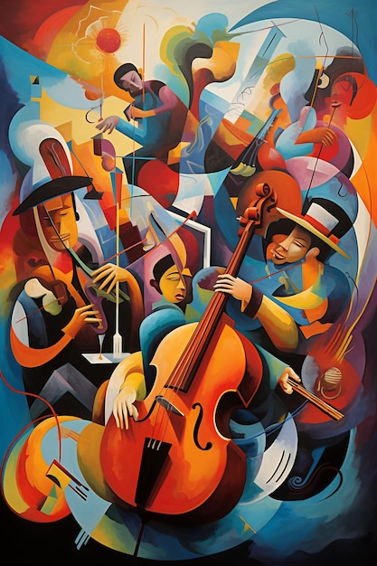 ein Gemälde eines Musikers, der Geige spielt