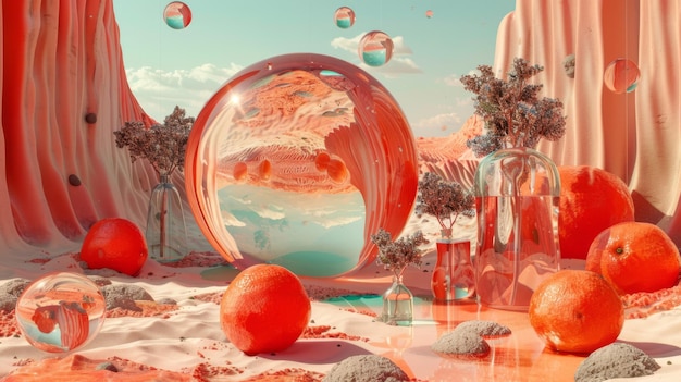 ein Gemälde eines Planeten mit einem roten Ball und den Worten "Erde" darauf