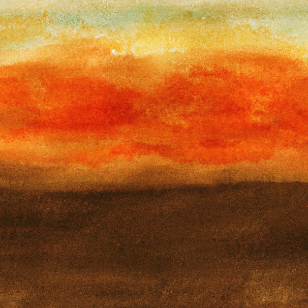 Ein Gemälde eines Sonnenuntergangs mit orangen und blauen Farben.