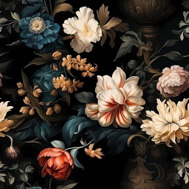 Ein Gemälde mit Blumenmuster