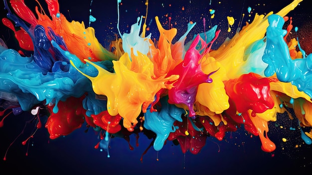 ein Gemälde mit bunter Farbe wird vom Künstler geschaffen.