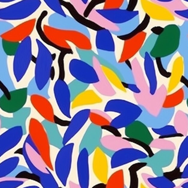 ein Gemälde mit farbenfrohen Formen auf einem weißen Hintergrund