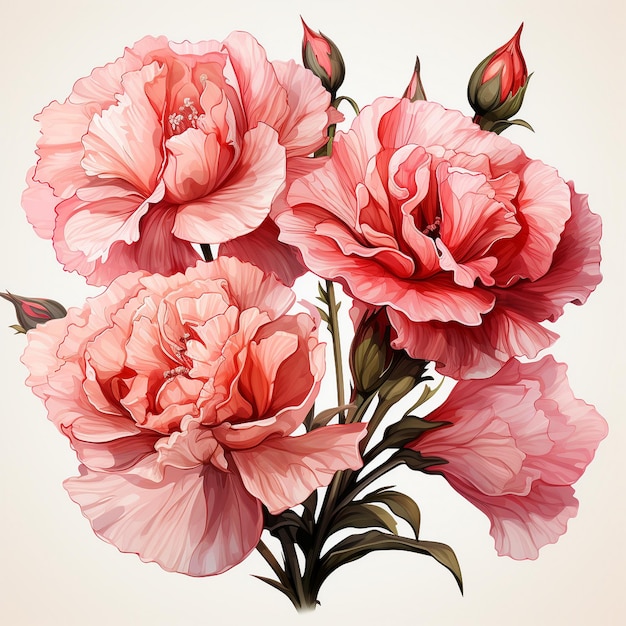 ein Gemälde mit rosa Blumen und dem Wort „Pfingstrosen“ darauf.