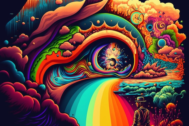 Ein Gemälde psychedelischer generativer KI