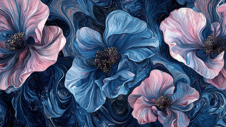 ein Gemälde von Blumen mit dem Wort blumen