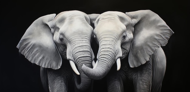Foto ein gemälde von elefanten mit stacheln, die in einer reihe stehen