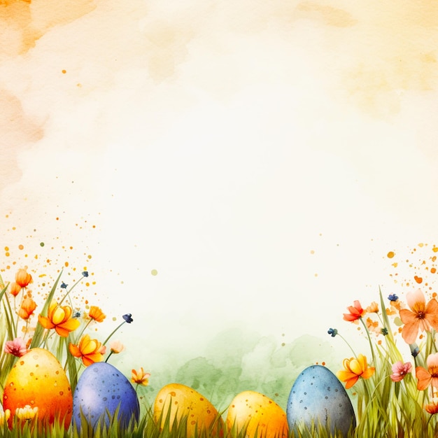 ein Gemälde von Ostereiern im Gras mit Blumen und dem Wort quoton it