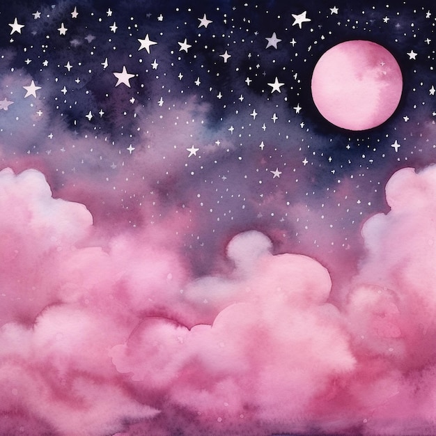 ein Gemälde von Planeten in einem bunten Raum mit Wolken und Planeten im Hintergrund mit einem hellen