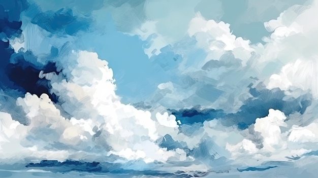 Ein Gemälde von Wolken und Himmel