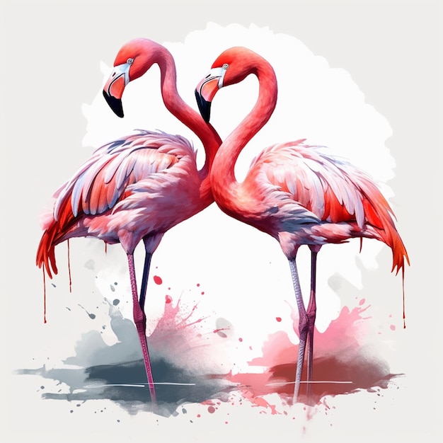 Ein Gemälde von zwei Flamingos mit dem Wort Flamingos darauf