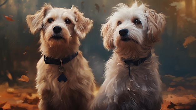 Ein Gemälde von zwei Hunden, von denen einer der Hund genannt wird.