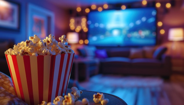 Ein gemütlicher Filmabend zu Hause mit Popcorn