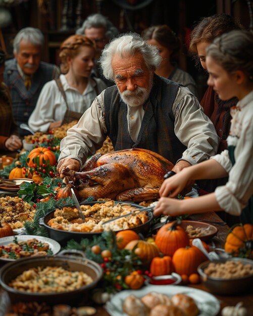 Foto ein gemütliches thanksgiving-dinner-wallpaper