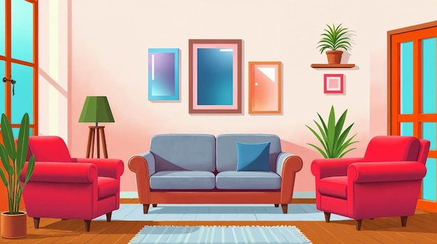 Ein gemütliches und helles Wohnzimmer mit modernen Möbeln