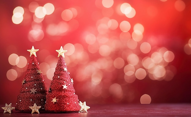 Ein generativer Weihnachtshintergrund mit dekorativem Weihnachtenbaum und funkelnden Bokeh-Lichtern
