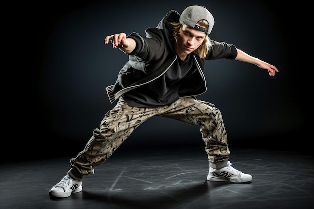 Ein generatives Bild Ein junger Mann tanzt Breakdance