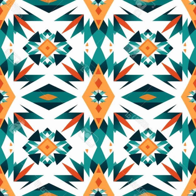 ein geometrisches Muster mit generativen Farben Orange und Blau