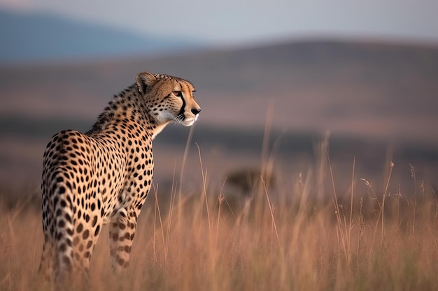 Ein Gepard im Gras in der Masai Mara National Reserve