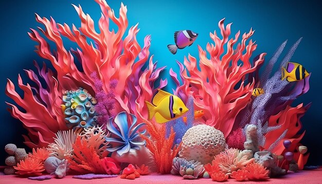 ein gerendertes Poster mit einer abstrakten Darstellung eines Korallenriffs