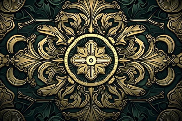 Ein geschmückter goldener und schwarzer Hintergrund mit einem geschmückten Design