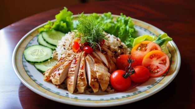 Ein gesunder, lecker Salat in Kombination mit mehrkörnigem Reis und Gemüse