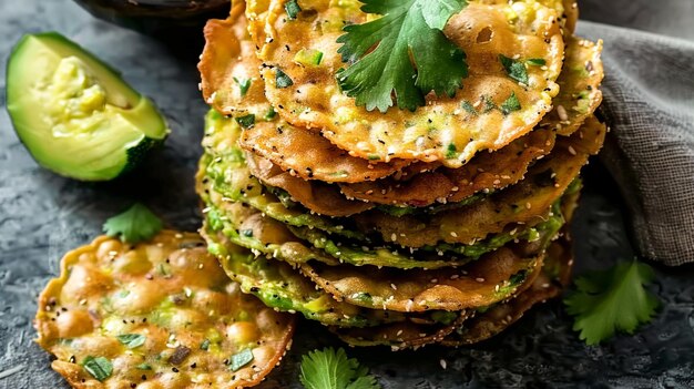 Foto ein gesunder snack mit avocado-chips