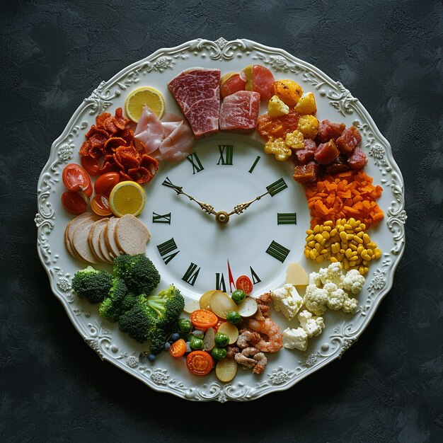 Foto ein gesunder teller mit essen auf weißem hintergrund