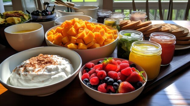 Foto ein gesundes frühstück, das den tag richtig beginnt