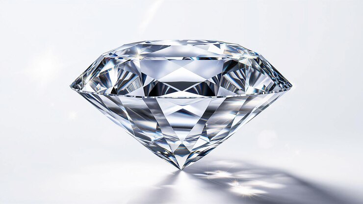 Ein glänzender Diamant auf einer weißen Oberfläche