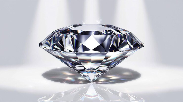 Ein glänzender Diamant auf weißem Hintergrund