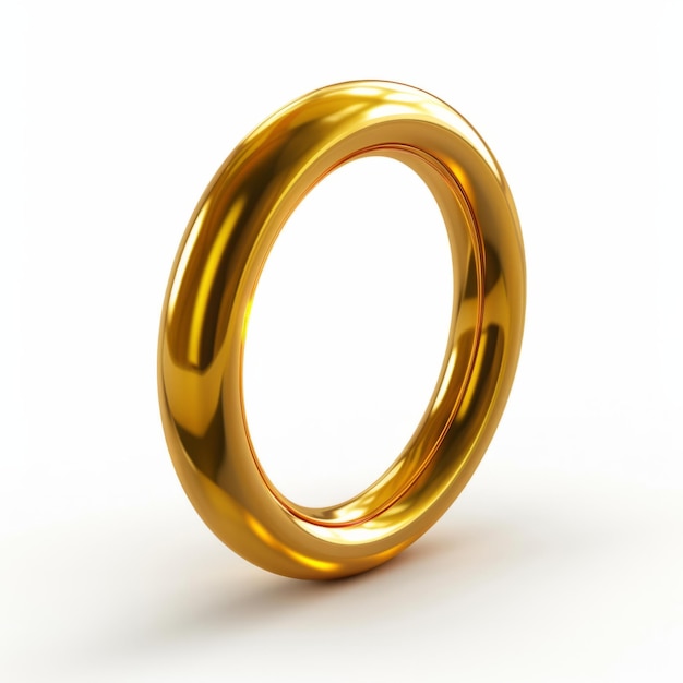 Foto ein glänzender goldener ring elegant auf einem einfachen weißen hintergrund