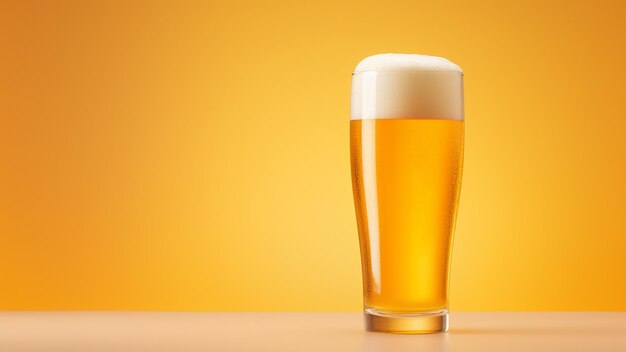 Ein Glas Bier auf einem hellen, minimalistischen, unscharfen Hintergrund