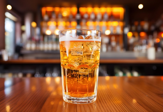 Ein Glas Bier auf einer Theke in einer Kneipe oder einem Restaurant