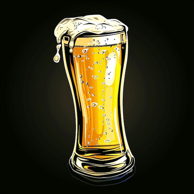 ein Glas Bier mit Blasen darauf