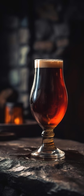 Ein Glas Bier mit dunklem Hintergrund