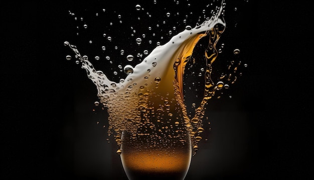Ein Glas Bier mit einem Spritzer Flüssigkeit darin