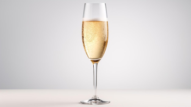 Foto ein glas champagner, das auf einem weißen hintergrund isoliert ist, ausgeschnittenes champagnerglas