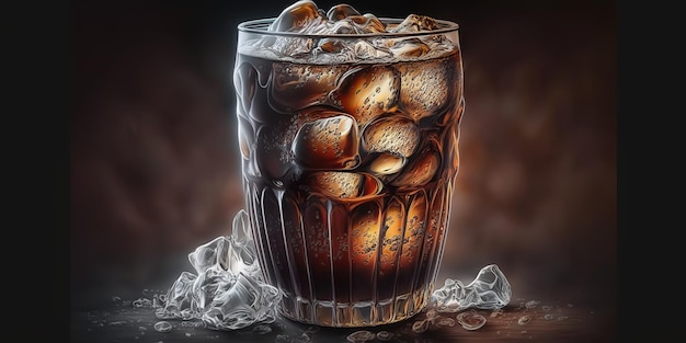 ein Glas Cola mit Eis
