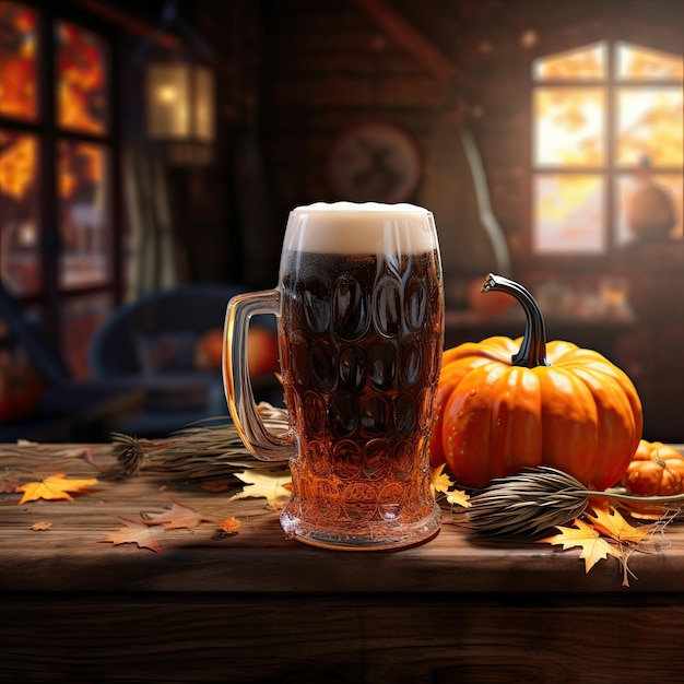Ein Glas dunkles Bier an der Bar zum Oktoberfest