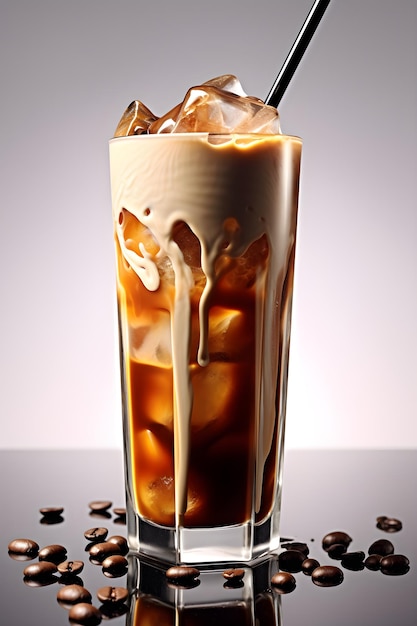 Ein Glas Eiskaffee mit dem Wort Kaffee darauf