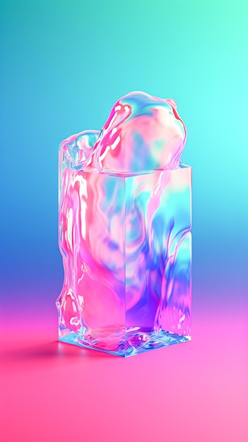 Foto ein glas flüssigkeit mit blauem und rosa hintergrund