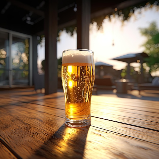 Ein Glas helles Bier auf der Bartheke Oktoberfest