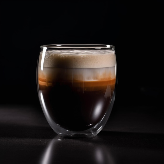 Ein Glas Kaffee mit Schaum darauf