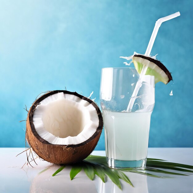 ein Glas Kokosnusswasser sauberes Studio-Hintergrund