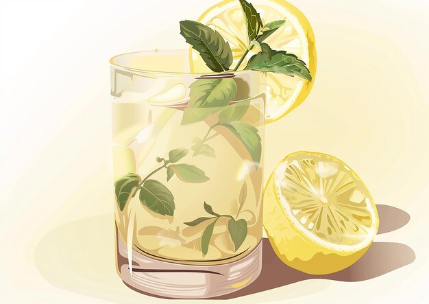 ein Glas Limonade mit Minzblättern