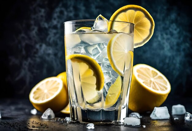 Foto ein glas limonade mit zitronen und eis