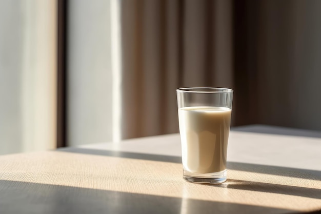 Foto ein glas milch auf dem tisch generative ki-technologie