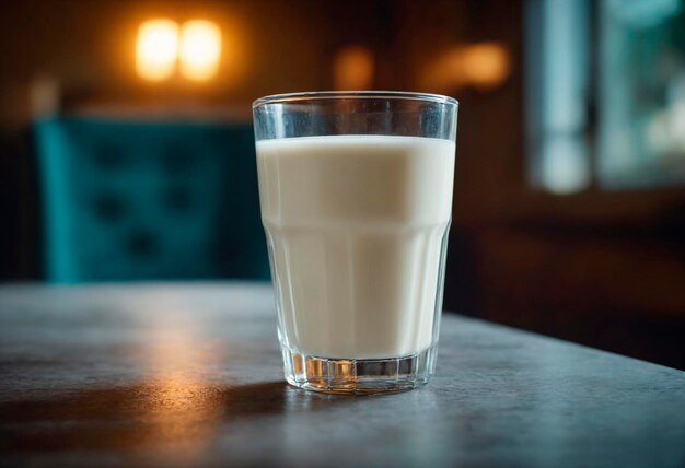 Ein Glas Milch auf dem Tisch