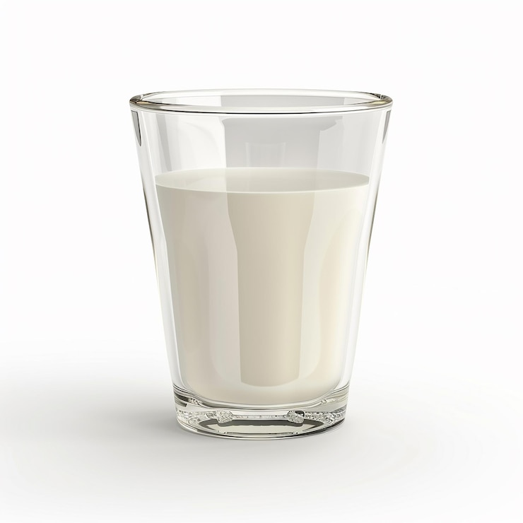 Foto ein glas milch ist halb voll und halb voll
