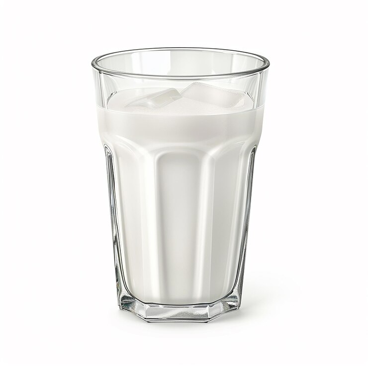 Foto ein glas milch ist halb voll und halb voll